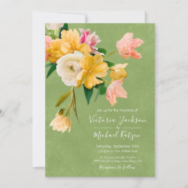 Convite Floral para Casamento de Bold e Bright Blo