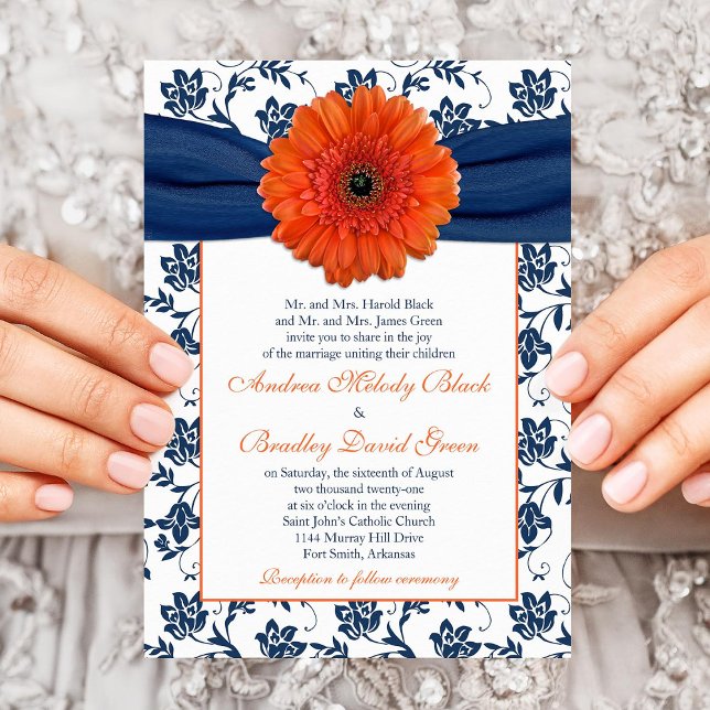 Convite Floral para Casamento de Gerber Daisy Mari (Criador carregado)
