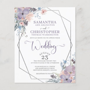 Convite Floral para Casamento de Púrpura de Cobra