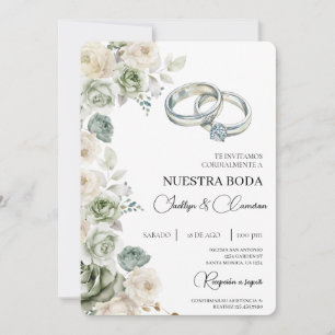 Convite Floral para Casamento Espanhol