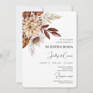 Convite Floral para Casamento Espanhol