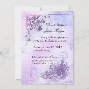 Convite Floral para Casamento - Púrpura