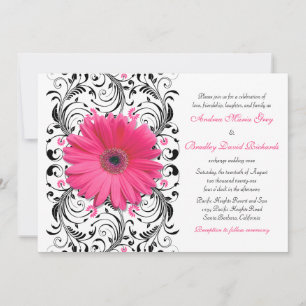 Convite Floral para Casamento Rosa Gerbera Daisy