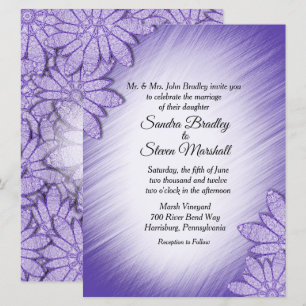 Convite Floral para Casamento Ultra Violet Hue
