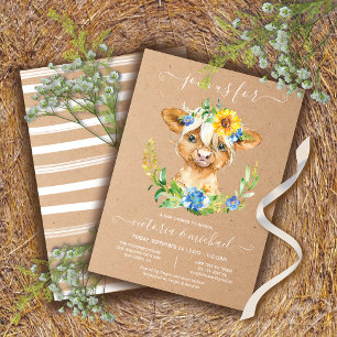 Convite Floral para Chá de fraldas de Vaca Highlan