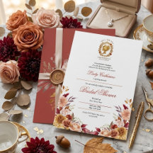 Convite Floral para Chá de Noiva de Outono Inspira