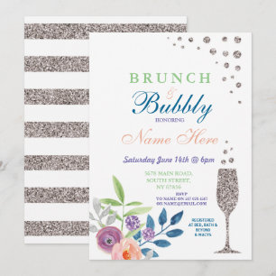 Convite Floral para Chá de panela Brunch e Bubble