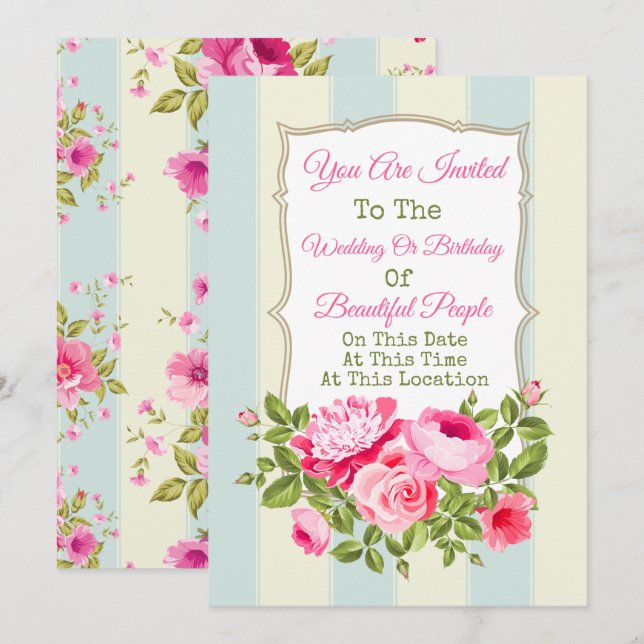 Convite Floral para Qualquer Evento (Frente/Verso)