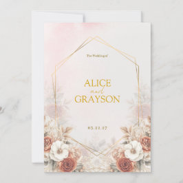 Convite Floral Pastel Elegante Boho Aquarela Casamento 