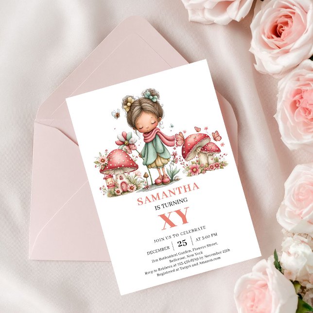 Convite Floral Pastel para o 7º Aniversário da Fad (Twinkle Fairy 7th Birthday Pastel Floral Invitation)