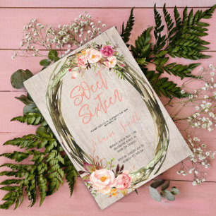 Convite Floral Peony Rustic 16 Doce Sessenta Aniversário