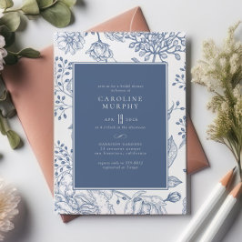 Convite Floral Periwinkle Blue Elegant Chá de panela