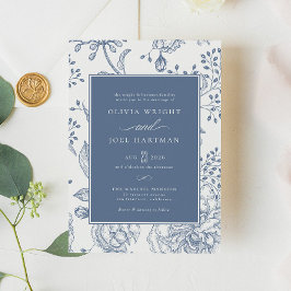 Convite Floral Periwinkle Elegant Wedding