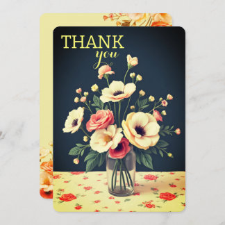 Convite Floral Personalized Yellow Flat Thank You Card