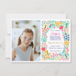 Convite Floral Photo Preschool Graduation Invitation