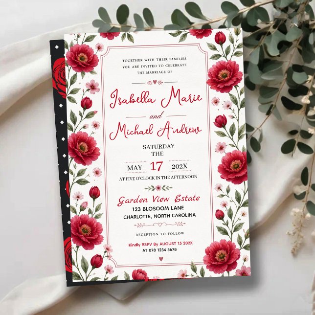 Convite Floral  Pink Botanical Elegant Garden (Criador carregado)