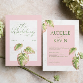Convite Floral Pink Elegant Summer Watercolor Wedding