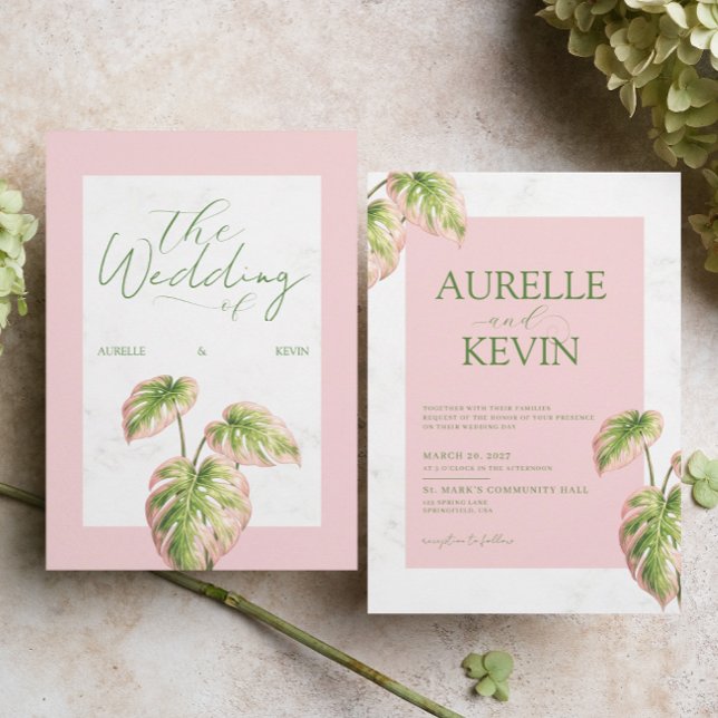 Convite Floral Pink Elegant Summer Watercolor Wedding (Criador carregado)