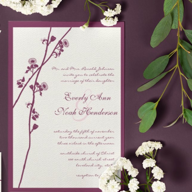 Convite Floral Plum Wildflower Invitation (Criador carregado)