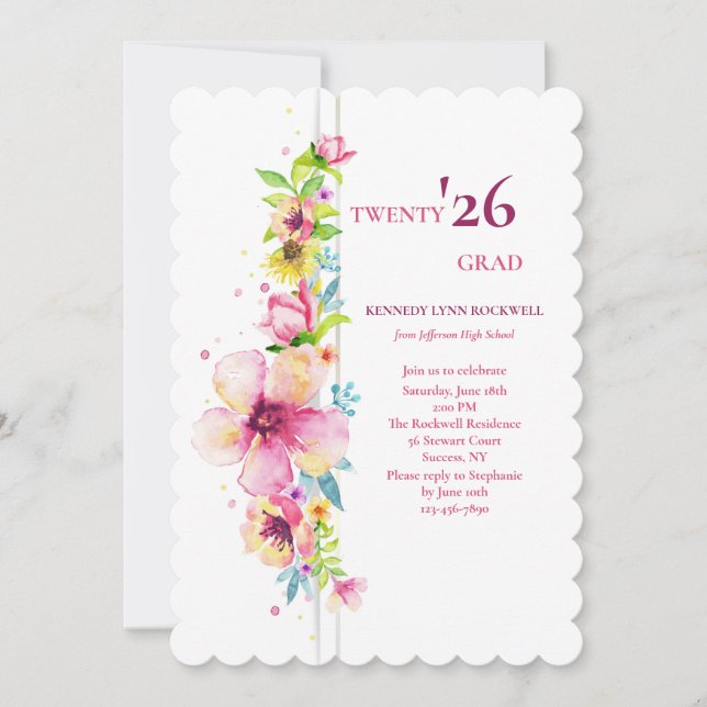 Convite Floral Pole Graduation Invitation (Frente)