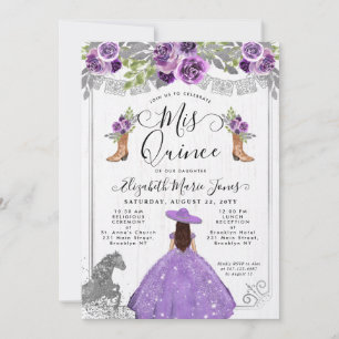 Convite Floral Puro Prata Glam Horse Charra Quinceanera