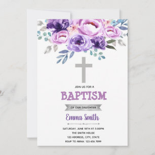 Convite Floral Purple Baptism