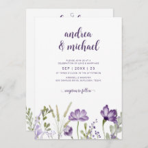 Convite Floral Purple com Detalhes de Volta