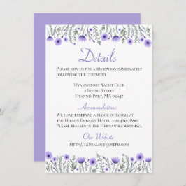 Convite Floral Purple Flowers Detalhes Direções Casamento