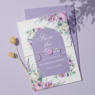Convite Floral Purple lavanda Salve A Placa Date