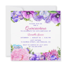 Floral Purple Paisley Modern Quinceañera