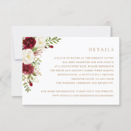 Convite Floral Red Burgundy White Greenery Detalhes do Cas