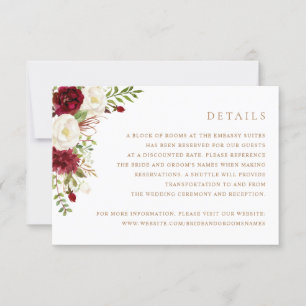 Convite Floral Red Burgundy White Greenery Detalhes do Cas