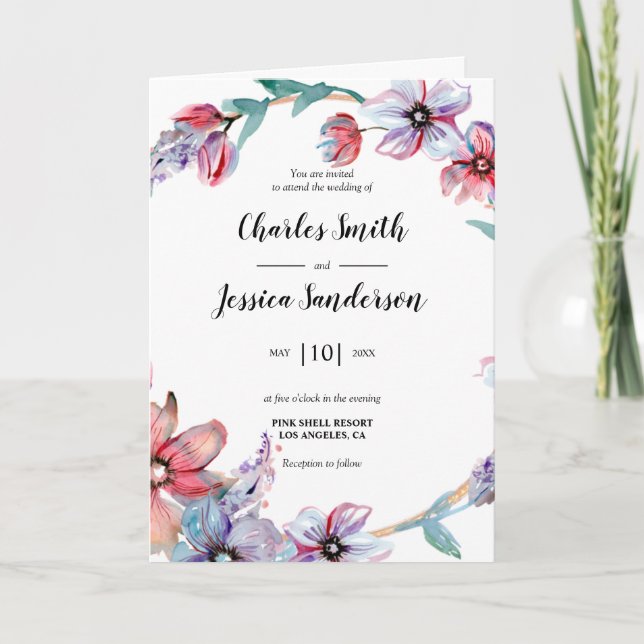 Convite Floral Ring Wedding Invitation (Frente)