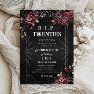Convite Floral RIP 20s aniversário de 30 anos Morte para a