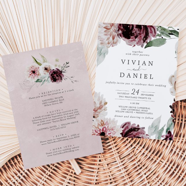 Convite Floral Romance All In One Wedding (Criador carregado)