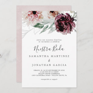 Convite Floral Romance espanhola Nuestra Boda