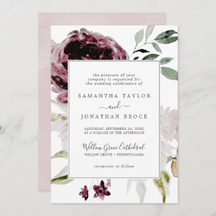 Convite Floral Romance Formal Wedding