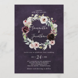 Convite Floral Romance Wreath | Plum Wedding