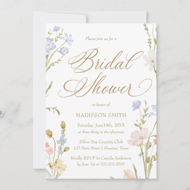 Convite Floral Romantic Bridal Shower Invitation (Frente)