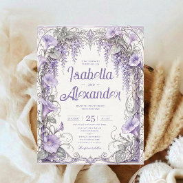 Convite Floral Romântico de Noiva de Lavanda Wiste