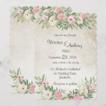 Floral Romântico Vintage Rosa com Bordas Recortada