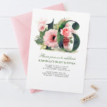 Convite Floral rosa 16 | Doce 16 Festas de aniversário<br><div class="desc">Flores cor-de-água cor-de-rosa,  cor-de-rosa,  adoráveis,  16 convites de aniversário</div>