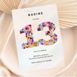 Convite Floral Rosa Aniversário de 13 Anos Jardim Primaver