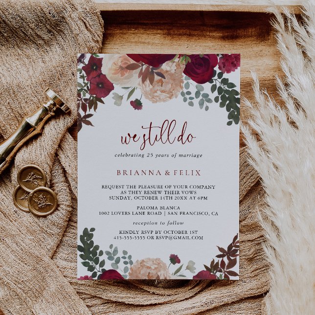 Convite Floral Rosa Brilhante Ainda Fazemos Renovação De V (Criador carregado)