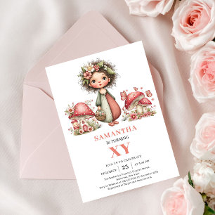 Convite Floral Rosa de 4º Aniversário da Fada Mági