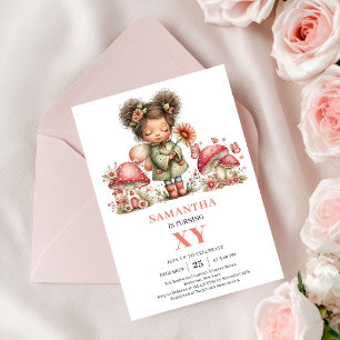 Convite Floral Rosa de 7º Aniversário da Fada Mági
