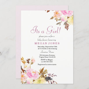 Convite Floral Rosa Doce É um Chá de fraldas para Garotas