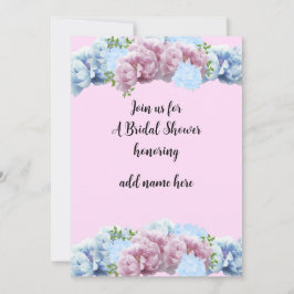 Convite Floral Rosa e Azul para Chá de Noiva