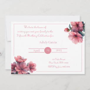 Convite Floral Rosa Elegante - Todos os Eventos