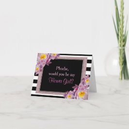 Convite Floral Rosa Glitter, você será minha florista?